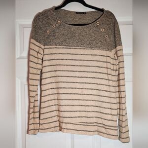 Pink Clover Striped Beige and Gray Sweater Top M